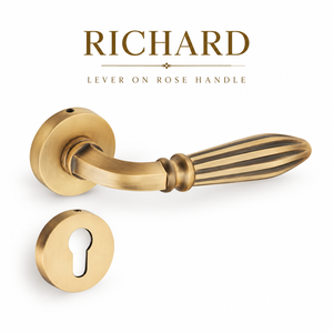 Matte <b>Brush</b> Antique Richard Lever On Rose Handle Decorative Door Hardware For Residential Commercial And Interior Doors - Product Image 1