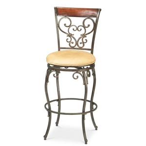 Classic Metal Wrought Iron Commercial <b>Bar</b> <b>Stools</b> Cream Cushions Fixed Armrest Transitional Outdoor <b>Garden</b> Furniture for Balcony - Product Image 1
