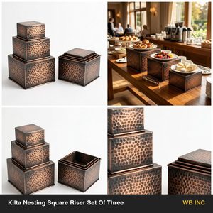 Antique Copper Handmade Iron <b>Table</b> Nesting Square <b>Riser</b> Set 20cm for Home Decorations - Product Image 6