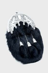 Sporran Escocés de Tartán con Cierre Celta Plateado y Borlas, Estilo Invernal, Accesorio Metálico - Product Image 3