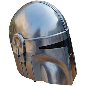 Casco Mandaloriano Hecho a Mano, Acero Suave, Armadura de Caballero de Batalla, Acabado Plateado, Decoración Histórica para Reenactaciones, Proveedor Mayorista - Product Image 4