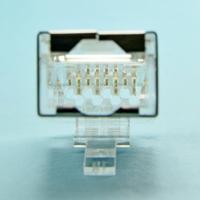 Connecteur RJ45 blindé Cat6 à branchement facile, options de placage or, contacts en bronze phosphoreux 1,1 mm pour câbles rigides/brassés, rapide