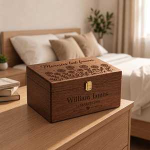 Brown Wooden <b>Lockable</b> Storage <b>Box</b> Custom Name Engraving Classic Design 3-6L Capacity Sundries Organizer Gift for Bedroom Desk - Product Image 1