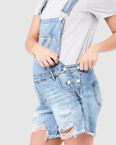 FLY HUMBLE SPORTSWEAR 2025 Combinaison de maternité grande taille pour femme, style été, short en jean déchiré, ensemble une pièce, combinaison moulante - Product Image 5