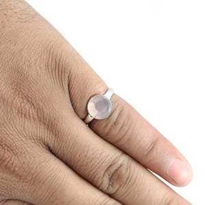 Brilliant Round Cut Rose <b>Quartz</b> Gemstone <b>Ring</b> Made From 925 Solid Sterling Silver Bezel Set Band Handmade Bohemian Jewelry - Product Image 4