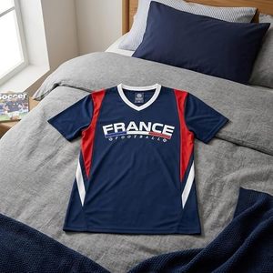 Maillot de football de France personnalisé avec nom et numéro, maillot de football personnalisé pour homme, col en V, sans manches, respirant, 100% polyester, sublimation - Product Image 3