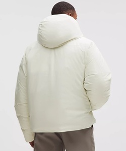 EVER GLOW Men's <b>White</b> Stand Hooded Puffer Jacket <b>Quarter</b>-<b>Zip</b> Breathable Windproof Standard Polyester Winter Casual Loose Fit - Product Image 2