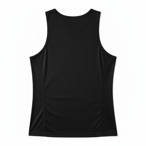 Débardeur de sport pour homme en gros – Col rond, respirant, écologique, séchage rapide, en tissu tricoté uni polyester/coton - Product Image 2