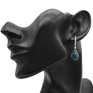 Pendientes colgantes de diamantes naturales blancos y azules de corte redondo de 3,20 quilates para mujer, plata de ley 925, color G-H - Product Image 4