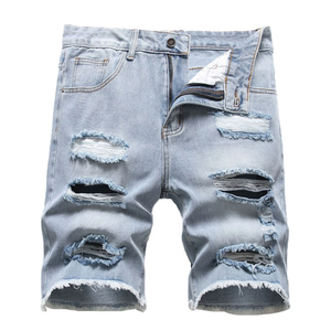 Custom Men's <b>Denim</b> Shorts High Street Style Comfortable Breathable <b>Material</b> Solid Anti Wrinkle Various Sizes Men's <b>Denim</b> Shorts - Product Image 2