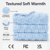 Plaid chauffant électrique à cordon OEM/ODM en jacquard à carreaux, Sherpa 50x60 pouces, chauffe rapidement, lavable