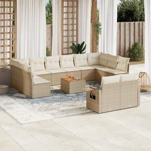 Conjunto de Sofás de Jardín de Ratán Beige para 6 Personas, Muebles de Exterior Resistentes a la Intemperie, Diseño Contemporáneo - Product Image 3