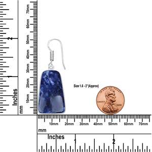 Pendientes Colgantes de Sodalita Religiosa de Alta Calidad, Bonitos y a la Moda, con Piedras Preciosas Naturales, Diseño de Plata Plateada, Duraderos, Regalo para Fiestas - Product Image 3