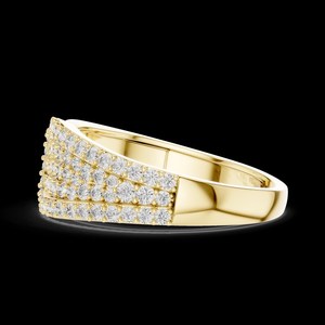 Bague demi-éternité en or massif 14 carats avec diamants ronds authentiques cultivés en laboratoire et pavé incurvé – Surprise pour elle - Product Image 4