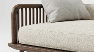 Modern Wood <b>Sofa</b> <b>Bed</b> Upholstered Fabric Sleeper Daybed Pillow Back Semicircular Shape Armless 3-Seater for Living Room Hotel - Product Image 3
