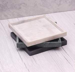 Plateau de service en marbre durable, poli, en pierre naturelle, portable, pour aliments et collations, plateau décoratif de table à prix avantageux - Product Image 4