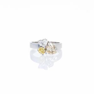 Anillo de Diamantes con Corte Corazón y Halo de Moissanita para Mujer, Plata 925 con Baño de Oro, para Propuesta de Matrimonio, Regalo para Novia - Product Image 1