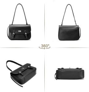 กระเป๋าหนังแท้สไตล์วินเทจพรีเมียมสำหรับผู้หญิง กระเป๋าสะพายไหล่สีดำสุดหรู สายปรับได้ ซิปและตัวล็อคเก๋ไก๋ - Product Image 3