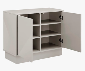 Buffet contemporain sans poignées à 2 portes, laqué brillant, pour chambre d'hôtel, console de rangement, meuble de bureau - Product Image 4