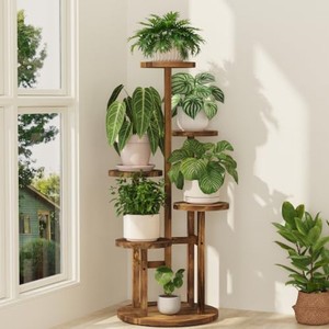 Walnut Wood Plant Display Stand with White Top - Wholesale Wooden <b>Planters</b> India - Product Image 3