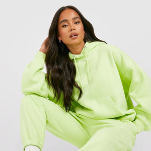 Ensemble de survêtement 2 pièces élégant pour femme, coupe oversize en molleton de coton, personnalisable, vente en gros - Product Image 6