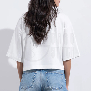 Camiseta Corta de Verano para Mujer, Ajustada, Transpirable, Informal, Blanca, Lisa - Product Image 4