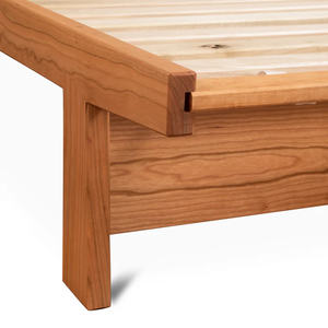 Cadre de lit plateforme minimaliste en bois massif sans tête de lit |   Sommier en bois de manguier naturel de style japonais - Product Image 5