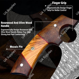 Cuchillo Cortador de Pizza Ulu de Acero de Damasco con Mango Personalizado, para Exteriores, Personalizable, OEM/OBM, Venta al por Mayor, Alta Calidad - Product Image 4