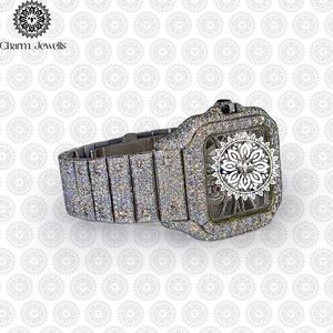 Charm_Jewells Luxury Square Stainless Steel <b>Watch</b> Diamond Encrusted Sapphire Crystal Analog <b>Mechanical</b> Movement Unisex - Product Image 3