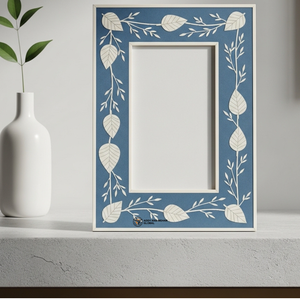 Cadre photo décoratif en os bleu incrusté, design artisanal fait main - Product Image 4