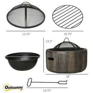 Braciere Decorativo da Esterno da 60 cm con Effetto Ceppo, Braciere a Legna da 18 Pollici con Schermo Antifiamma e Paletta, per Giardino e Campeggio - Product Image 3