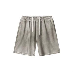Shorts d'été pour hommes, style streetwear, coupe ample et oversize, personnalisés, vintage, 350 g/m², effet vieilli, délavé à l'acide, uni - Product Image 3