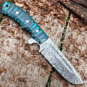 Cuchillo de Caza de Acero de Damasco Hecho a Mano Personalizado OEM, Cuchillo EDC de Hoja Fija para Camping y Actividades al Aire Libre con Funda de Cuero, Regalo - Product Image 6