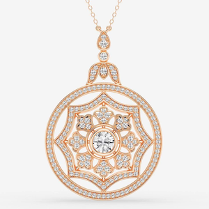 จี้เพชรทรงกลม 2 กะรัต แบบวินเทจ ดีไซน์หรูหรา ระยิบระยับ คลาสสิก สร้อยคอเครื่องประดับชั้นดี ของขวัญสำหรับผู้หญิง - Product Image 2