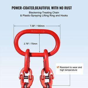 Catene di sollevamento da 3/8 pollici x 10 piedi con ganci, capacità 18400 libbre/8 tonnellate, G80, per paranchi a catena e fune di sollevamento da 10 piedi - Product Image 6