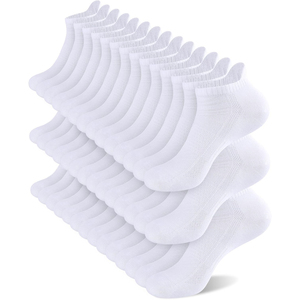 Chaussettes courtes blanches 100% coton respirantes fines tricotées couleur unie invisibles décontractées pour usage quotidien adultes chaussettes d'été - Product Image 1