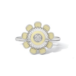 Anillo de cóctel con diamantes en forma de flor para mujer, plata 925, engaste pavé, joyería romántica para uso diario - Product Image 2