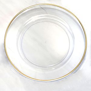 Platos de Cristal Transparentes de Alta Calidad con Borde Dorado y Grabado Sostenible para Bodas y Eventos - Product Image 1