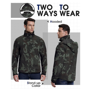 Outdoor <b>Men's</b> <b>Soft</b> <b>Shell</b> <b>Jackets</b> Camo Hooded Zipper Up Full Sleeve Windbreaker Softshell <b>Jackets</b> For Cold Weather - Product Image 3