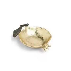 Assiette décorative en forme de grenade, finition dorée, pour offrir, exposer et servir, vaisselle décorative haut de gamme d'Inde - Product Image 3