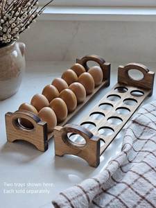 <b>Egg</b> tray wooden <b>egg</b> rack <b>egg</b> <b>storage</b> tray kitchen <b>egg</b> holder counter top <b>egg</b> organiser wooden <b>egg</b> stand <b>egg</b> holder for fridge - Product Image 3
