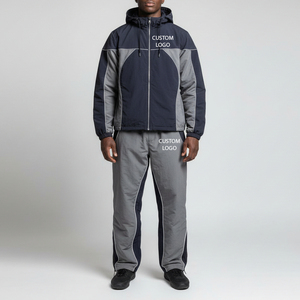 Ensemble de survêtement réversible respirant à capuche pour homme, grande taille, style streetwear, 100 % polyester, coupe-vent, veste de sport - Product Image 5