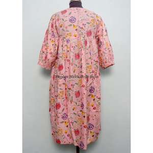 Robe Midi Bohème Moulante en Coton Imprimé Floral Numérique de Luxe à Col en V et Manches Longues pour Femme, Écologique, Lavable, Nettoyage à Sec - Product Image 6