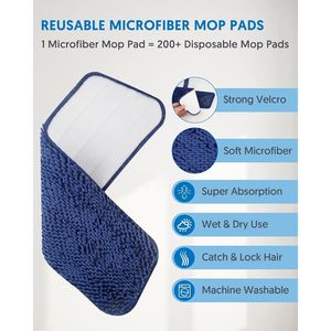 Mop Piatto in Microfibra per Pulizia Pavimenti, Uso Bagnato e Asciutto su Legno Duro, Laminato, Piastrelle e Superfici Dure in Vinile - Product Image 4