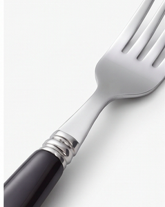 Juego de cubiertos clásico con mangos negros, cuchillo, tenedor y cuchara de acero inoxidable, apto para lavavajillas, para uso en mesas de boda. - Product Image 2
