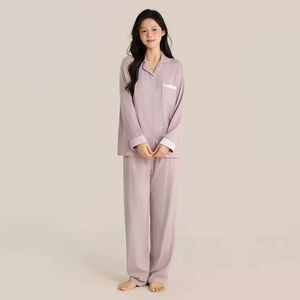<b>Men</b> Silk <b>Pajama</b> <b>Set</b> Thin Breathable Quick Dry Lapel Sleepwear Spring Autumn Lounge Wear - Product Image 5