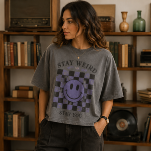 Camiseta de Manga Corta para Mujer, Corte Cuadrado, 100% Algodón Orgánico, Estilo Casual Urbano - Product Image 1