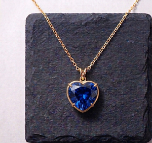 สร้อยคอจี้รูปหัวใจสีน้ำเงินไฮโดร ขนาด 16 นิ้ว เงินแท้ 925 ชุบทอง 18K สร้อยคอจี้สำหรับใส่ทุกวัน - Product Image 1