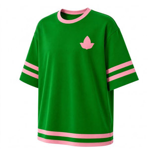 Alfa |   Kapa |   Camiseta de Manga Corta Verde con Ribete Rosa y Letras Griegas de Alpha Sorority para Hombre, Camiseta Informal para Mujer - Product Image 5
