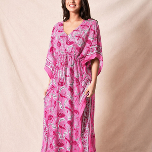 Wholesale Hand Block Printed Cotton Kaftan Block Printed Cotton Beach Kaftan Women Party Dress Wear Night Maxi Dress - Product Image 1